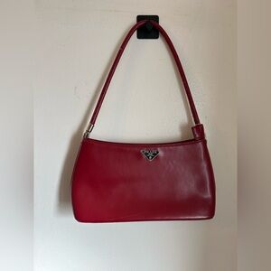 Prada Crimson Leather Shoulder Bag